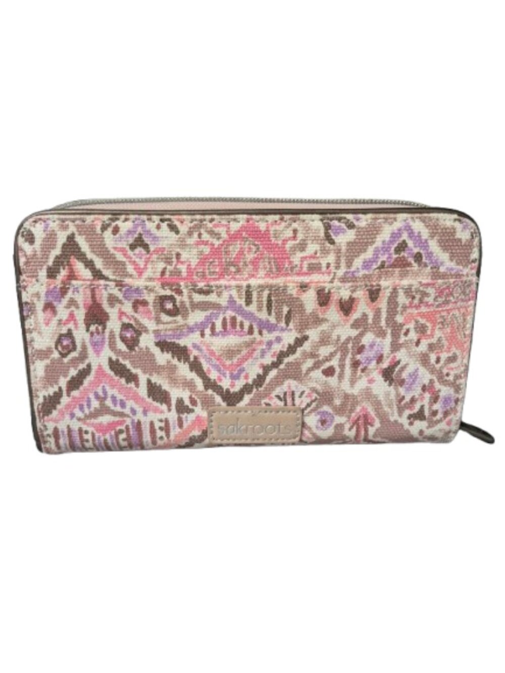 Sakroots Pink and Tan Patterned Large Zippered Wallet